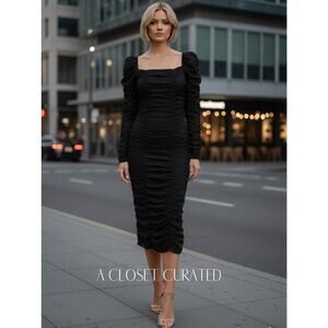 Stella Nova Avery Silk Midi Dress Black Large